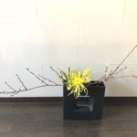 今回はシンプルに。寒桜を使った生け花