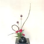 曲線を楽しむ生け花