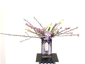 桃の花の生け花　投げ入れ編　ひなまつりのお花の飾り方