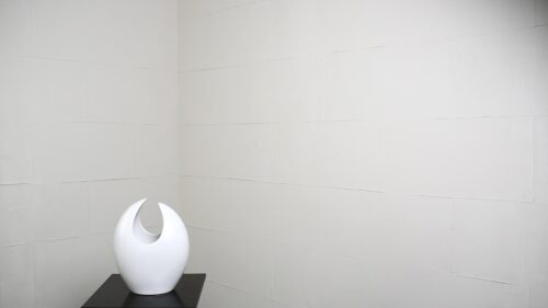 三日月形の白の深型水盤