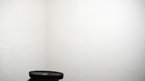 黒の横長の楕円の水盤